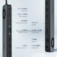 Ugreen 60188 Bộ chuyển đổi USB Type-C sang HDMI - VGA - Gigabit RJ45 - TF/SD - 3 cổng USB 3 1 - Cổng 3,5mm - Type-C PD có kèm nguồn DC 12V