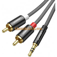 Cáp âm thanh Audio 3.5mm ra 2 RCA dài 1M bọc Nylon Ugreen 60240