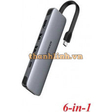 Ugreen 60268 15CM màu đen HUB 4 cổng USB Type-C ra 4 x USB 3.0