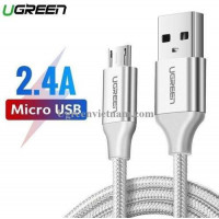 Cáp Ugreen USB 2.0 A to Micro USB Dây nhôm mạ niken 3m (Trắng) 60404