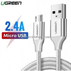 Cáp Ugreen USB 2.0 A to Micro USB Dây nhôm mạ niken 3m (Trắng) 60404