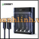 Ugreen 60406 bộ sạc lấy điện từ usb cho pin 2A 3A 4 khe sạc NI-MH Battery 5V 1.5A màu đen có. kèm cáp Micro USB CP617 10060406.