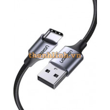 Cáp sạc, dữ liệu USB Type-A 2.0 sang USB Type-C dài 3M Ugreen 60408 cao cấp (bện nylon)