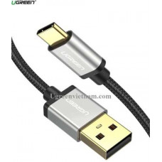 Ugreen 60481 0,5M màu đen cáp USB Type-C hổ trợ sạc nhanh đầu mạ vàng 24k US174 10060481