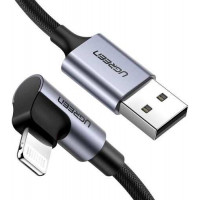 Ugreen 60521 1m black USB 2 0a revolution Lightning male elbow plug nickel-plated aluminum shell with braided net US299 10060521
