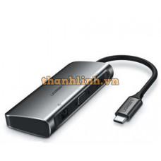 Ugreen 60557 Bộ chuyển đổi Type-C sang 3 USB 3.0 + HDMI + VGA + LAN + nguồn Type-C CM256 10060557
