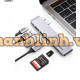 Ugreen 60560 macbook pro air 2 cổng USB Type-C Bộ chuyển đổi sang 3x Hub USB 3.0 + SD/TF + nguồn PD màu xám bằng nhôm