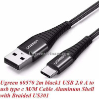 Ugreen 60570 2m QC4 0 3A cáp USB A ra Type-C dây dù siêu bền đầu nhôm chống gãy US301 20060570