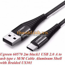 Ugreen 60570 2m QC4 0 3A cáp USB A ra Type-C dây dù siêu bền đầu nhôm chống gãy US301 20060570