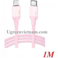 Ugreen 60625 1M màu hồng Cáp sạc Usb Type C ra Lightning Silicone US387 20060625