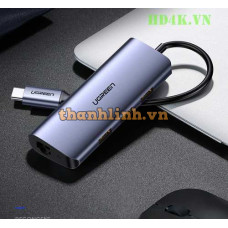 Ugreen 60717 5 trong 1 màu xám Gigabit LAN + 3 x USB 3.0 chuẩn A + PD 60W bộ chuyễ Type-C CM252 10060717
