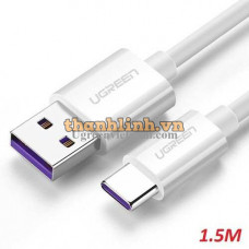 Ugreen 60726 1,5M màu trắng USB Type-C 2.0 Cáp sạc và dữ liệu truyền từ máy tính ra điện thoại US253 20060726