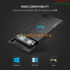 Ugreen 60734 USB 3.0 5Gbps ra 2 5inch SATA hộp đựng ổ cứng US221 20060734