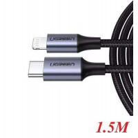 Cáp sạc USB Type-C to Lightning bọc dù dài 1,5m chuẩn MFI Apple, sạc nhanh PD 36W Ugreen 60760