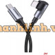 Ugreen 60765 2M PD 20V 3A bẻ 90 độ MFI đầu Lightning cáp USB Type-C ra Lightning bọc nhôm chống nhiễu màu đen US305 20060765