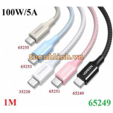 Cáp sạc nhanh 100W/5A USB Type-C to USB Type-C dài 1M Ugreen 65249 cao cấp (Màu Đen)