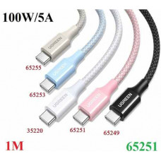 Cáp sạc nhanh 100W/5A USB Type-C to USB Type-C dài 1M Ugreen 65251 cao cấp (Màu Hồng)