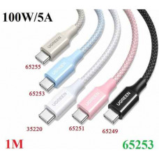 Cáp sạc nhanh 100W/5A USB Type-C to USB Type-C dài 1M Ugreen 65253 cao cấp (Màu Xanh Biển)