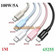 Cáp sạc nhanh 100W/5A USB Type-C to USB Type-C dài 1M Ugreen 65255 cao cấp (Màu Xám Bạc)