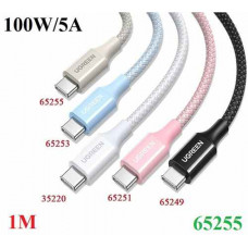 Cáp sạc nhanh 100W/5A USB Type-C to USB Type-C dài 1M Ugreen 65255 cao cấp (Màu Xám Bạc)