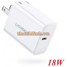 Bộ Sạc Nhanh Ugreen PD 20W Có Thể Gập Mỹ (Trắng) 70226