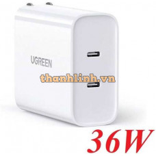 Sạc Nhanh Dual PD Ugreen 36W (Trắng) 70263