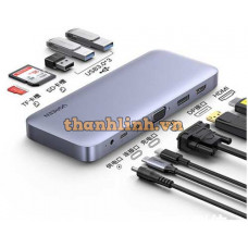 Thiết bị mở rộng USB Type-C 11 in 1 ra HDMI/DP 4K@60Hz/VGA/USB3.0/SD/TF/ PD 100w Ugreen 70305