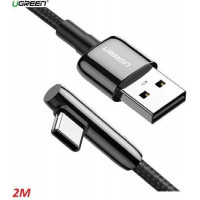 Ugreen 70415 2M màu đen cáp USB Type-C bẻ góc phải 90 độ ra USB A chống nhiễu US313