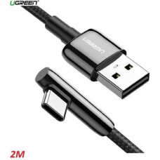 Ugreen 70415 2M màu đen cáp USB Type-C bẻ góc phải 90 độ ra USB A chống nhiễu US313