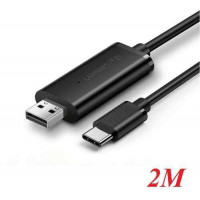 Ugreen 70420 2m cáp truyền và sẻ dữ liệu USB a ra USB Type-C màu đen mạ nickel US318