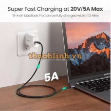 Cáp sạc, dữ liệu USB Type-C to Type-C dài 1M bọc dù hỗ trợ PD 100W Ugreen 70427 cao cấp