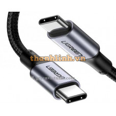 Cáp sạc, dữ liệu USB Type-C to Type-C dài 1,5M bọc dù hỗ trợ PD 100W Ugreen 70428 cao cấp