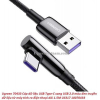Ugreen 70433 1,5M bẻ góc C 90 độ Cáp USB A sang Type-C 2.0 màu đen truyền dữ liệu từ máy tính ra điện thoại US317 20070433