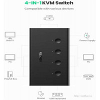 Ugreen 70439 4k 60hz KVM 4 pc dùng 1 màn hình bộ chuyển tín hiệu Switch USB - HDMI CM293 20070439