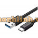 Ugreen 70559 25cm QC3 0 cáp USB A ra Type-C dây dù siêu bền đầu nhôm chống gãy 0,25M US301 20070559