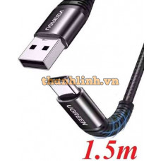 Ugreen 70561 1.5m QC4 0 cáp USB A ra Type-C dây dù siêu bền đầu nhôm chóng gãy US301