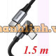 Ugreen 70644 1,5M bẻ 90 độ cáp USB 2 đầu Type-C màu đen góc vuông bọc nhôm dây dù chống nhiễu US334 10070644