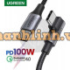 Cáp dữ liệu, sạc nhanh 100W Type-C to Type-C bẻ góc 90 độ dài 2M Ugreen 70645 cao cấp