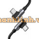 Cáp dữ liệu, sạc nhanh 100W USB 2.0 Type-C to Type-C bẻ góc 2 đầu 90 độ L dài 1M Ugreen 70696