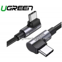 Ugreen 70697 1,5M 2 đầu bê 90 độ vuông góc cáp USB Type-C màu đen bọc nhôm dây dù chống