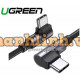 Ugreen 70697 1,5M 2 đầu bê 90 độ vuông góc cáp USB Type-C màu đen bọc nhôm dây dù chống