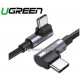 Ugreen 70697 1,5M 2 đầu bê 90 độ vuông góc cáp USB Type-C màu đen bọc nhôm dây dù chống