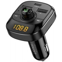 Ugreen 70717 Bluetooth 5.0 FM Transmitter cổng sạc USB A và Type-C hỗ trợ QC PD màn hình LED có đọc thẻ TF màu đen dùng cho xe hơi ED040 10070717