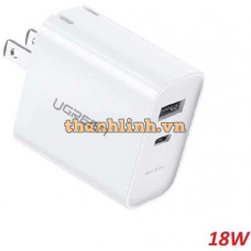 Ugreen 70725 30W bộ sạc siêu nhanh 1 công type c PD Power Delivery 3.0 màu trắng CD127 10070725.