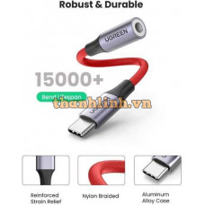 Cáp chuyển đổi âm thanh USB Type-C ra 3.5mm có chip DAC Ugreen 70859 cao cấp (dây đỏ)