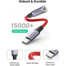 Cáp chuyển đổi âm thanh USB Type-C ra 3.5mm có chip DAC Ugreen 70859 cao cấp (dây đỏ)