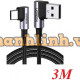 Cáp uốn cong Ugreen USB2.0 A đến TYPE-C M/M Vỏ nhôm mạ niken có dây bện 3m (Đen) 70875