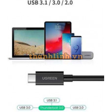 Ugreen 70951 0 8M 40Gbps 100W USB 3 1 cáp USB Type-C Thunderbolt 3 hỗ trợ PD màu đen US341 10870951
