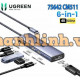 Hub 6 in 1 USB-C sang Displayport Ugreen 75642 CM511, Hỗ Trợ 4K/60Hz, USB-A 3.0 x3, USB-C x1, PD 100W