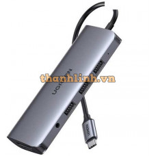 Bộ chuyển đổi USB C to HDMI + VGA + LAN 1Gbps + Hub USB3.0 + SD/TF + Audio Ugreen 80133 cao cấp